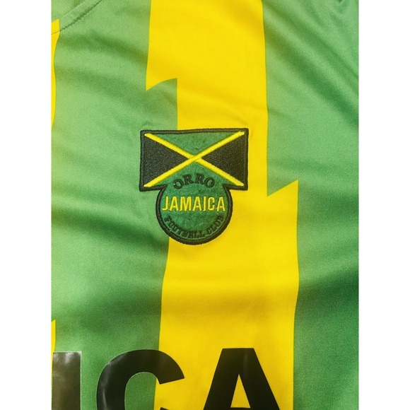 Jamaica Soccer Jersey Orro Technical Sportswear Green Yellow Stripes XXL - Picture 4 of 8